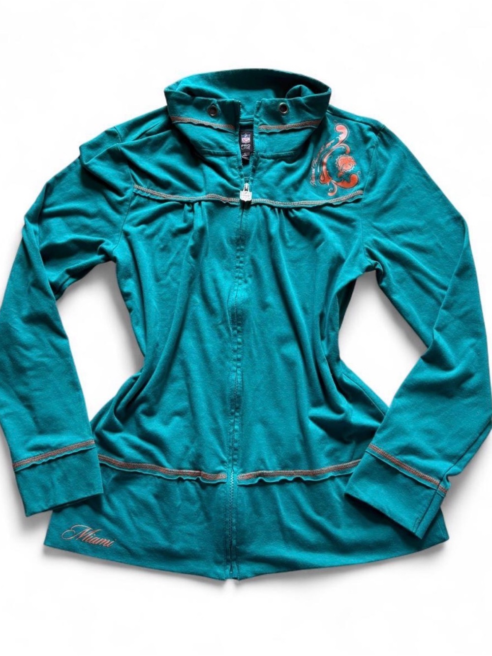 NFL Pro Line Miami Dolphins Vintage Y2K Teal Full Zip Track Jacket Women's L